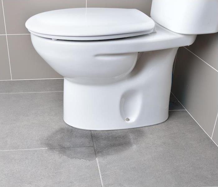 a bathroom floor showing signs of water leak on gray tile